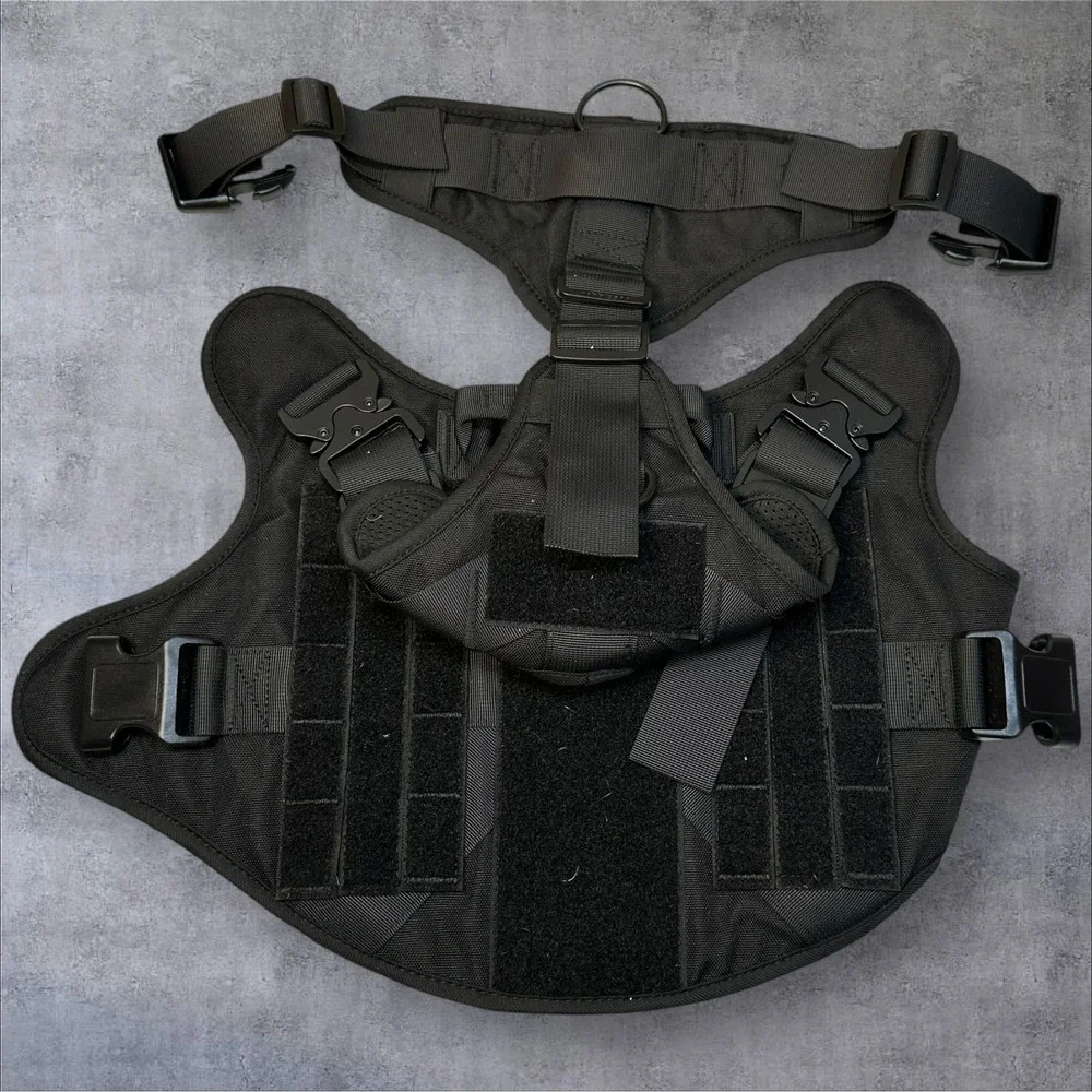 Rabbitgoo Tactical Dog Harness‎ Vest Large Molle Adjustable No-Pull Black